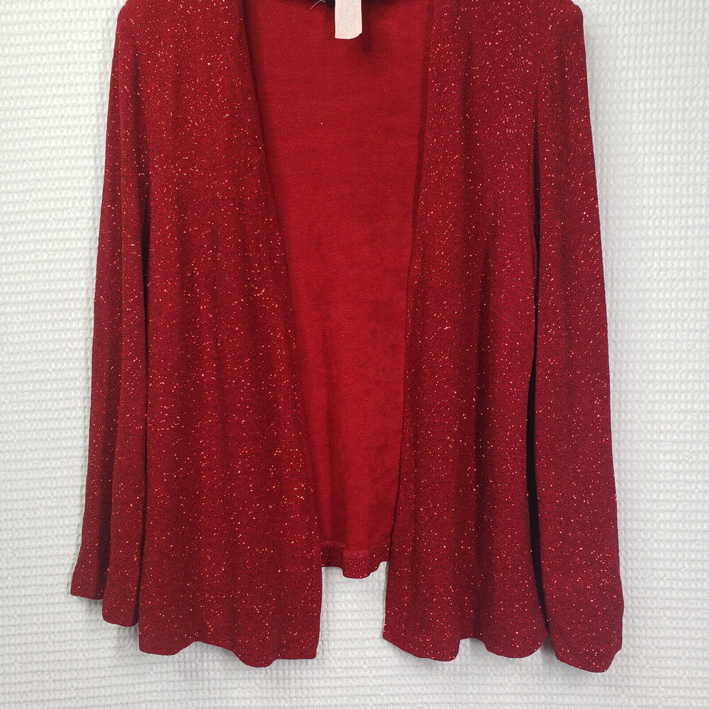 Vintage Ronni Nicole II Sparkly Cardigan Womens 16W Red Jacket Evening Holiday - Picture 9 of 11